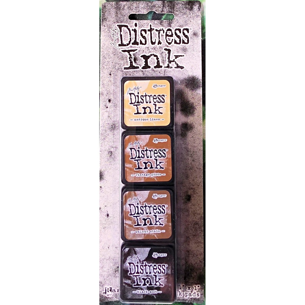 Tim Holtz Mini Distress Ink Pad Kit #3 Antique Vintage Photo Walnut Black Ranger